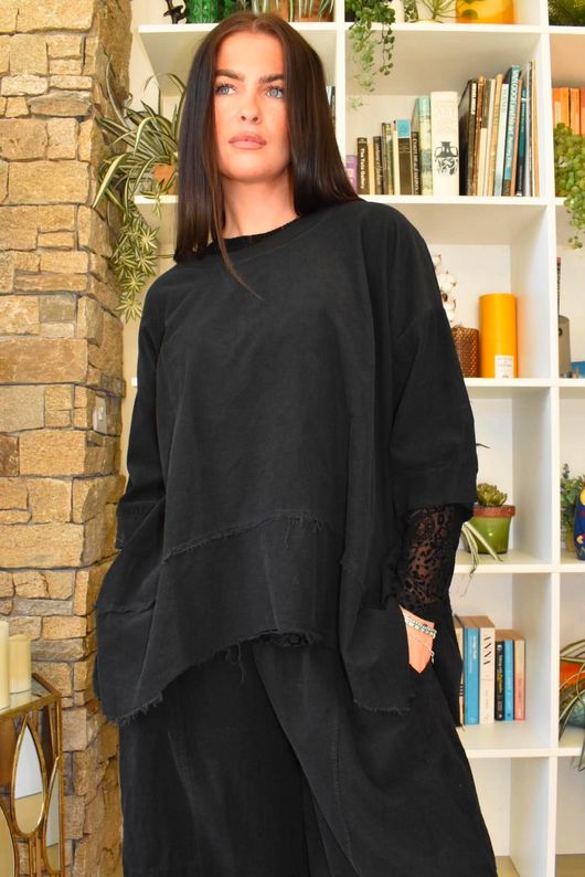 Lock Needlecord Panel Dip Side Top Black